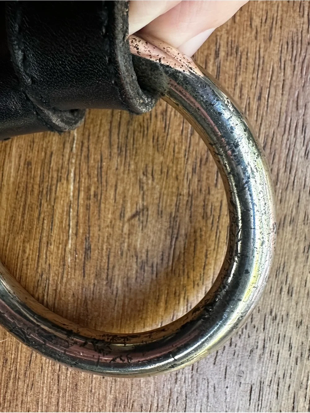 Vintage Ralph Lauren Black Leather Silver Double O-Ring Belt Women’s Small